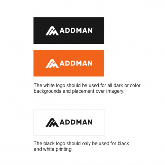Appropriate ADDMAN logo placement and usage.