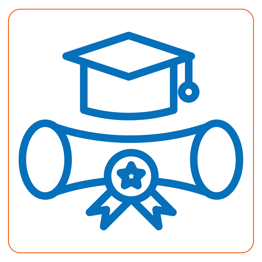 An icon depicting an academic cap and a rolled document, presumed to be a diploma.