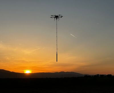 The Skyfront Perimeter 8 hybrid drone with the MagniPhy attachment. 