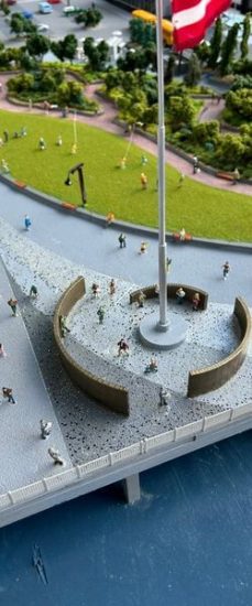 The 3D printed model of Freedom Park includes working lights.