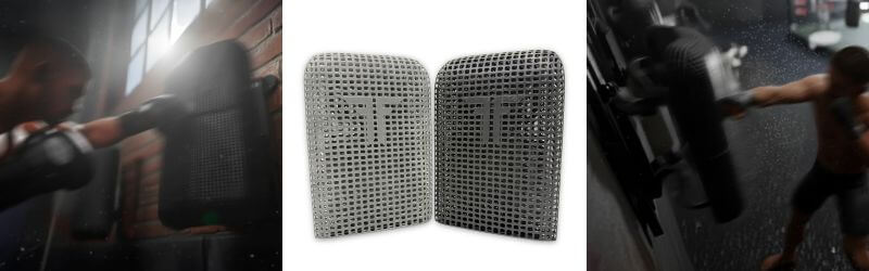 The Fighter Foundry strike pad is 3D printed and offers excellent impact absorption. 