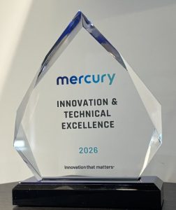 Crystal trophy for the Mercury Systems Innovation & Technical Excellence Award 2026 presented to ADDMAN