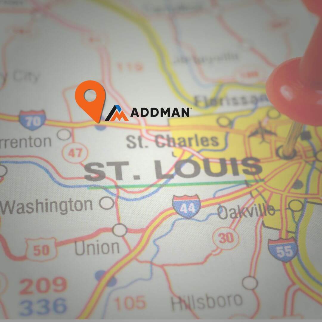 Map showing ADDMAN's Wright City, Missouri location approximately 50 miles west of St. Louis.